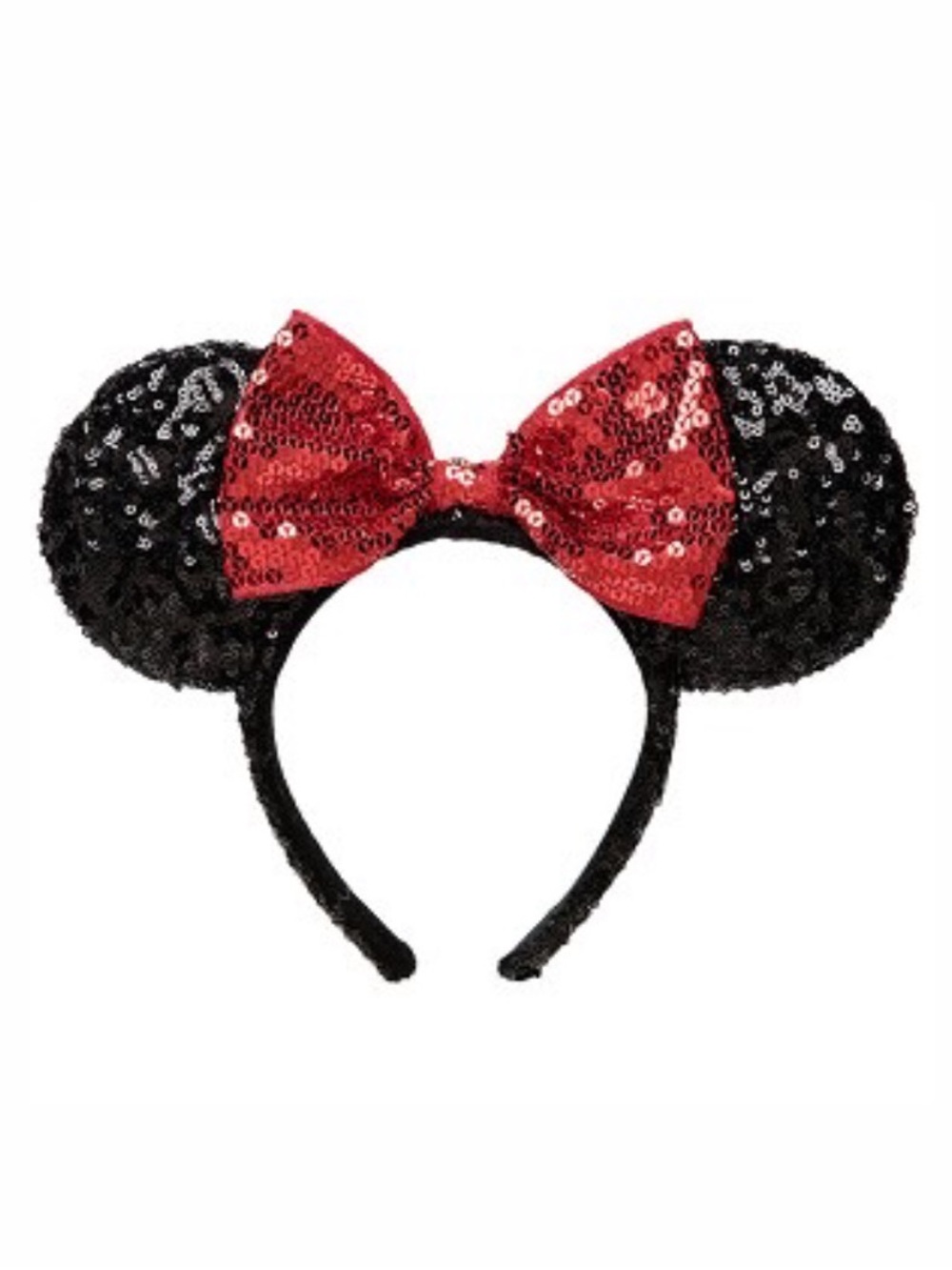 Tokyo Disney Resort Minnie Mouse Red Bow Sequin Sparkle Glitter Headband Ears
